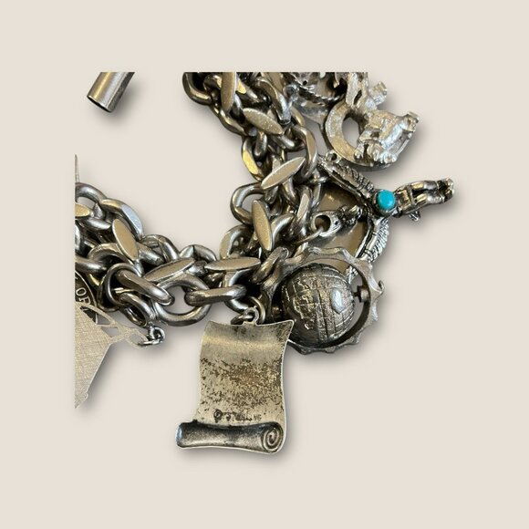 Estate Vintage Charm Bracelet Loaded With Sterling Charms Including Bell Trading - Picture 12 of 16